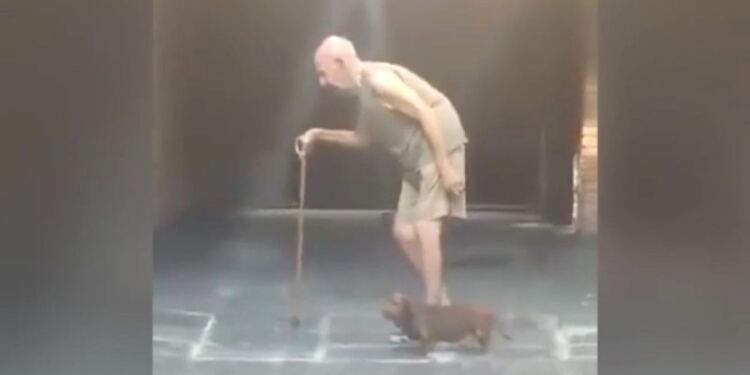 80χρονος παππούς πηγαίνει βόλτα με τον σκύλο του κάθε μέρα…Μόλις προσέξετε τι κάνει θα συγκινηθείτε!