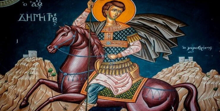 Τότε ήρθε ο Άγιος Δημήτριος με το άλογο σε ένα σύννεφο και μου είπε: «Αυτό το παιδί που θα γεννηθεί θα το βάλεις Δημήτρη»