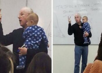 Όταν το μωρό μιας φοιτήτριας άρχισε να κλαίει στην τάξη, ο καθηγητής της το πήρε αγκαλιά και